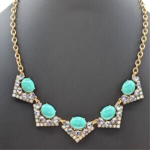 Stella & Dot Rory Blue Stones Lavender Crystal Gold Tone Statement Necklace